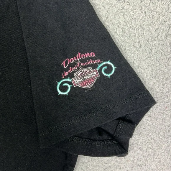 Y2K Floral Harley Davidson T-shirt - Picture 3 of 4